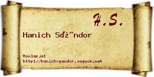 Hanich Sándor névjegykártya